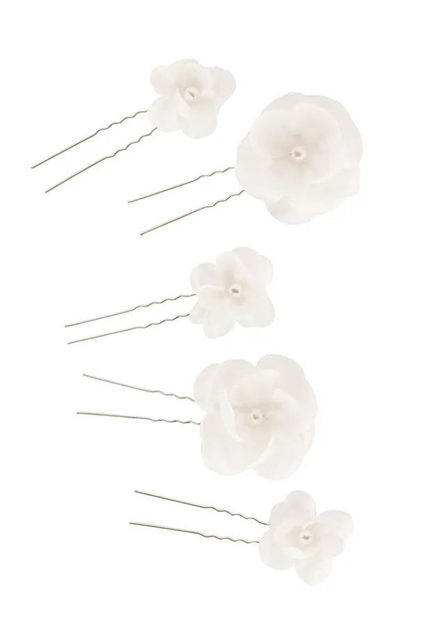 Elizabeth Bower Organna Silk Haarnadeln Silber Ivory Set