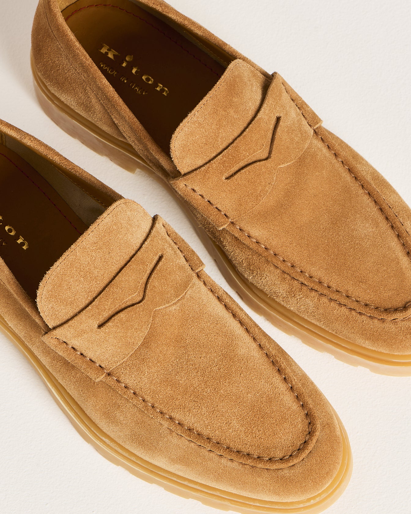 Kiton Suede Loafer camel Kalbsleder Gummisohle