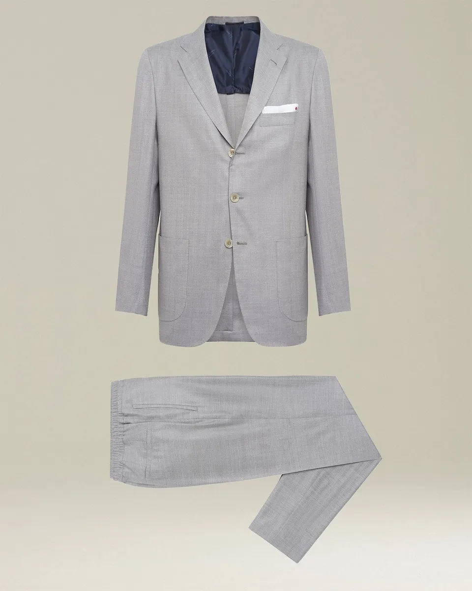 Kiton Abito Cashmere Anzug Grau Cashmere Wolle Seide