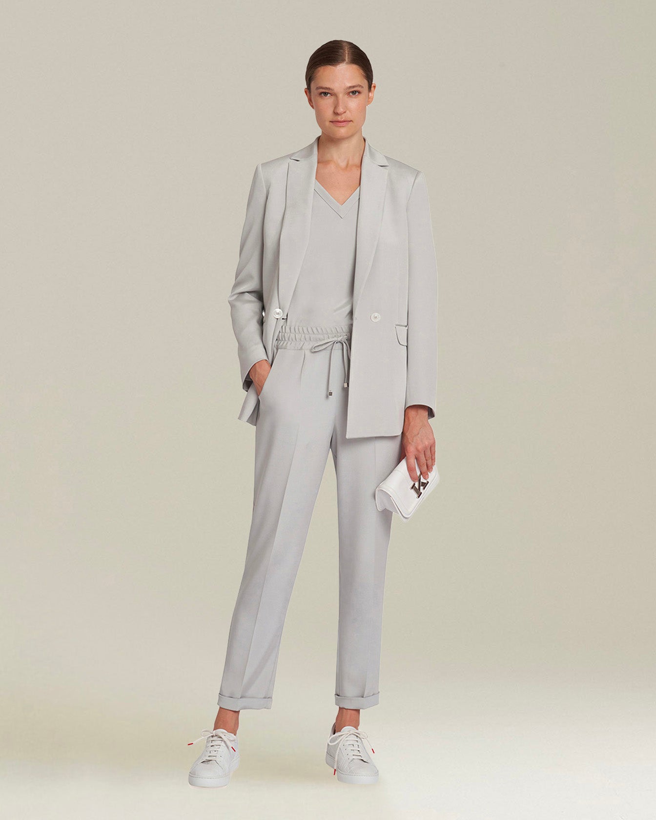 Kiton Silk Blazer Sakko grau Seide Damen Gr 40