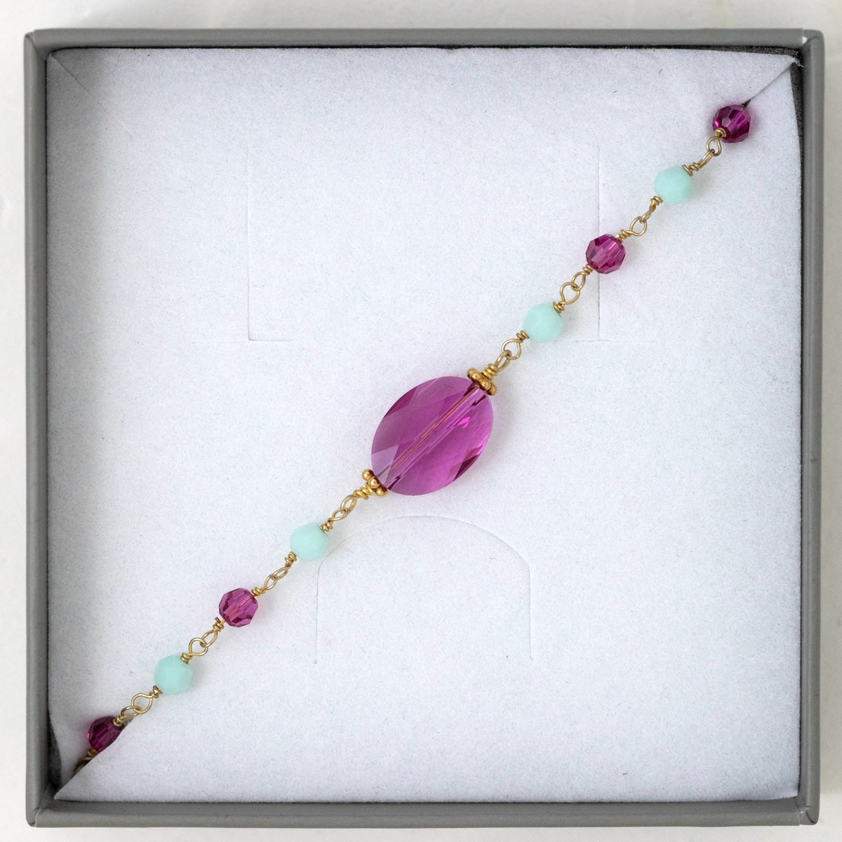 Juvelan Armband Fuchsia Mint Kristalle Gold 16 cm Sample