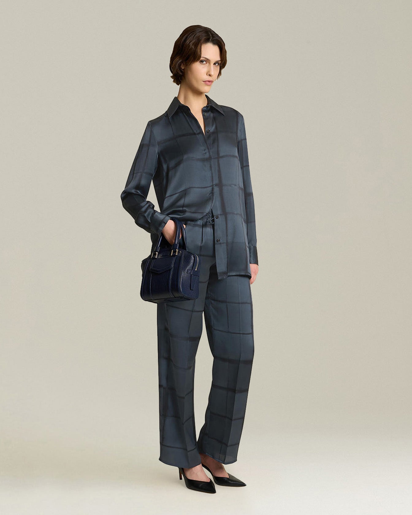 Kiton Seide Hose Print Kordelzug weit Damen