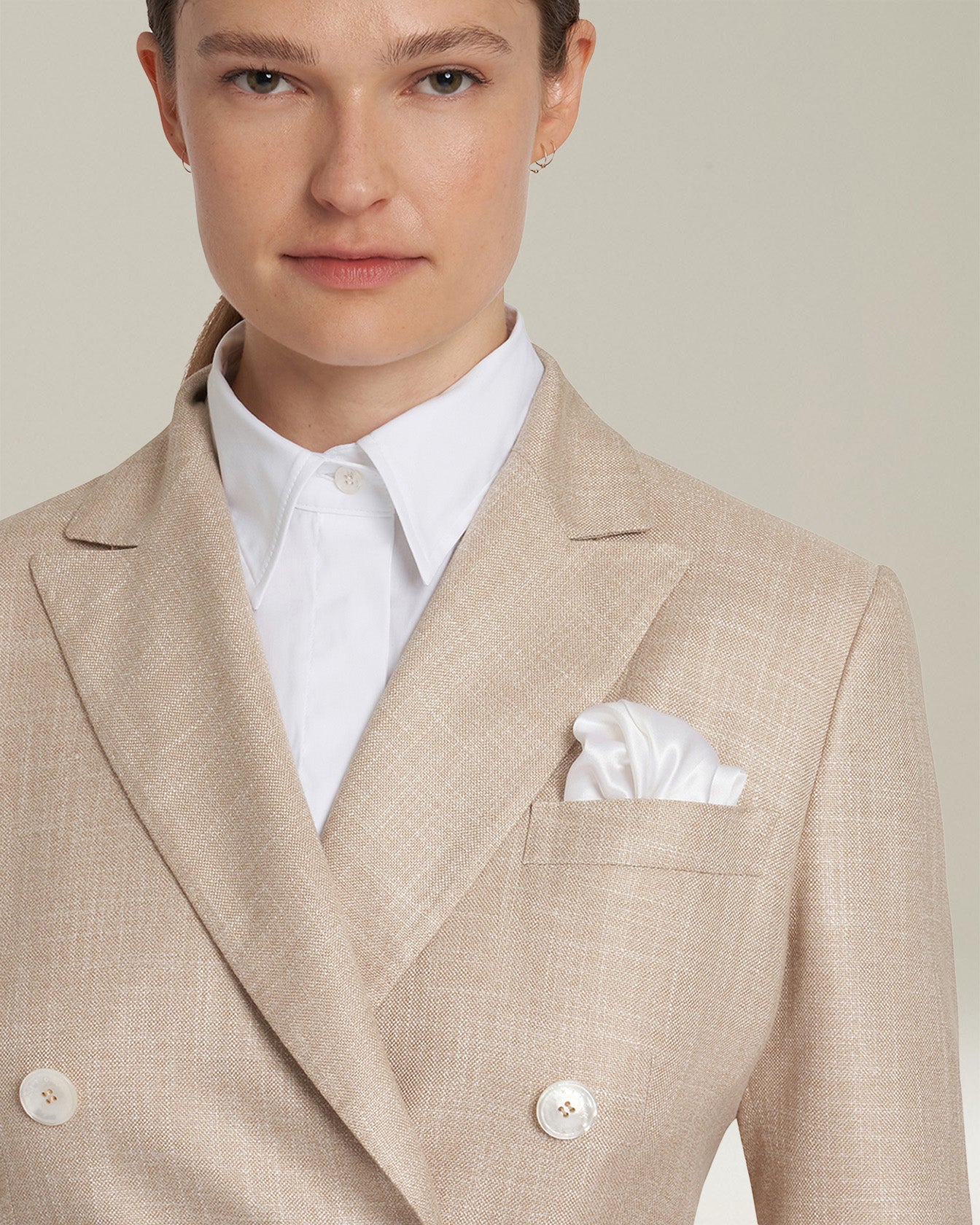 Kiton Jacket Viscose Blazer beige zweireihig Seidenfutter