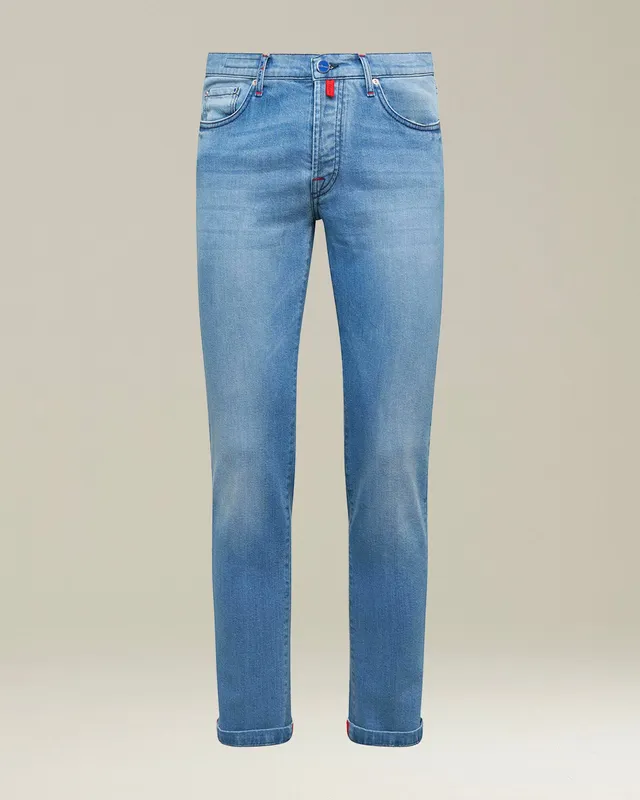 Kiton Trousers Pantaloni Cotone Jeans indigo slim