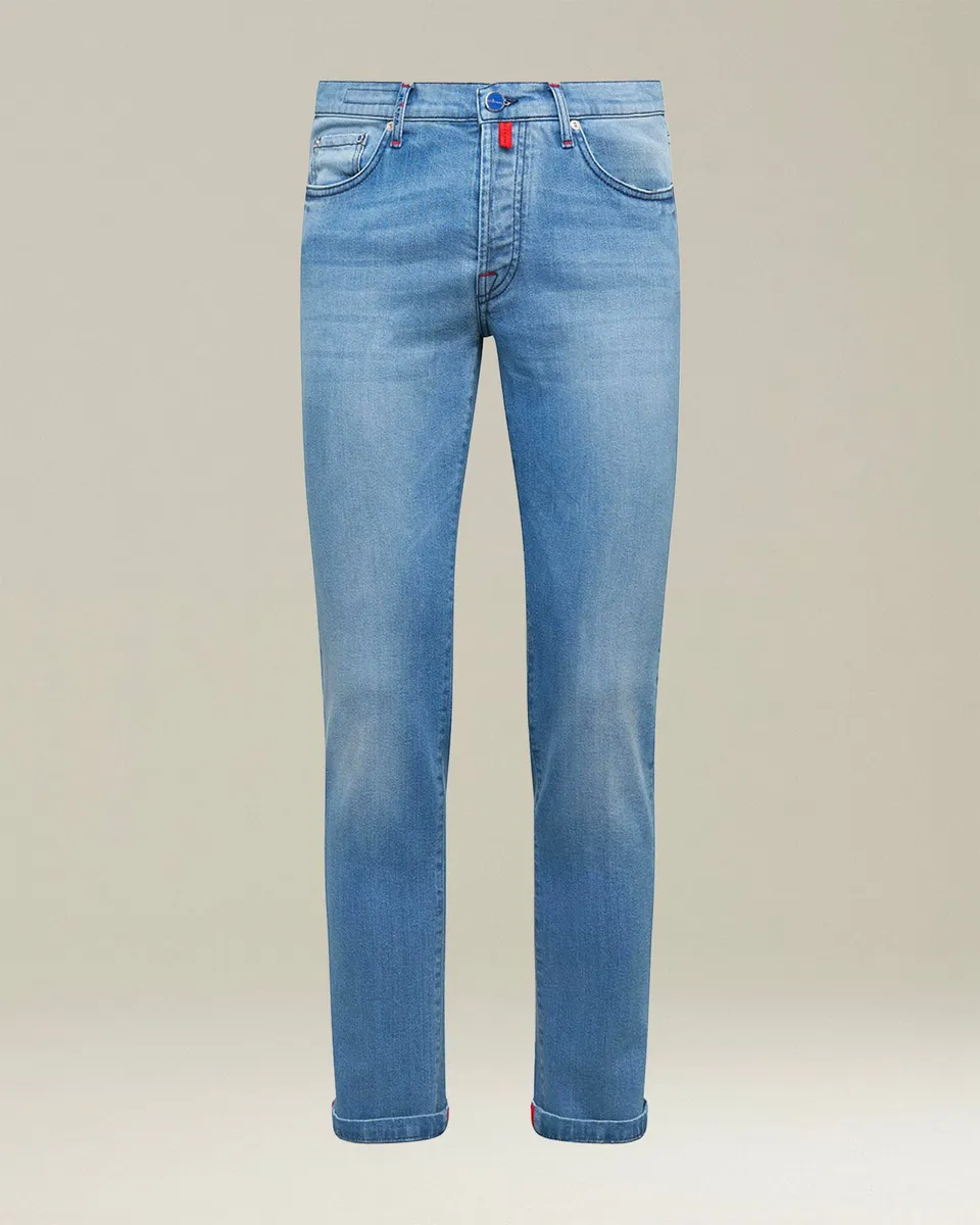 Kiton Trousers Pantaloni Cotone Jeans indigo slim