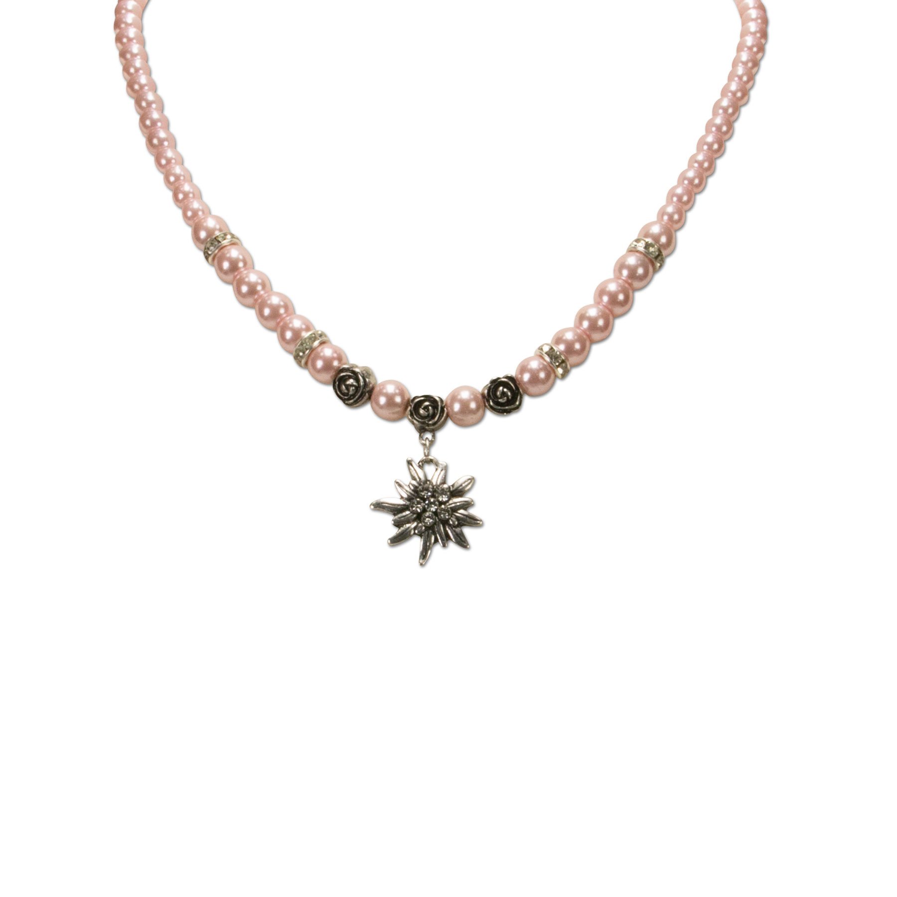 Alpenflüstern DAHEIM Fiona DHK122 Dirndlkette Rosé-Rosa Edelweiß
