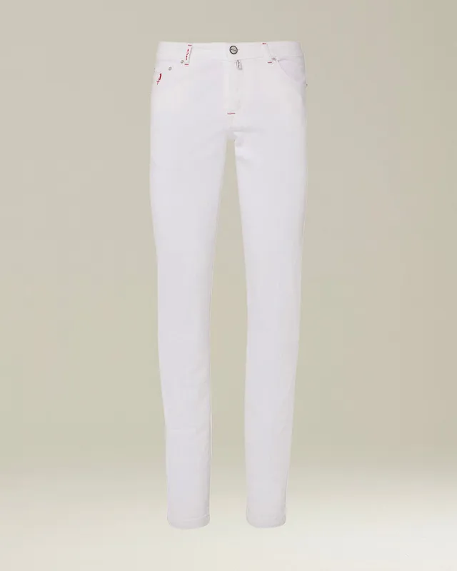 Kiton 5-Pocket Jeans Weiß Slim Baumwoll-Denim Gr. 50