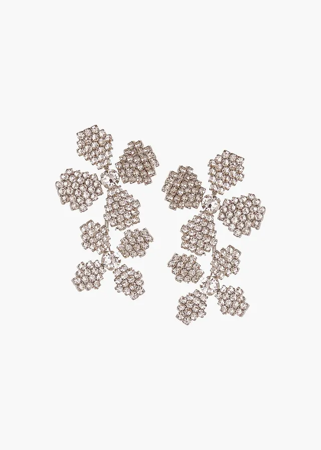 Elizabeth Bower June Bud Dublet Florale Braut Ohrringe Rhodium