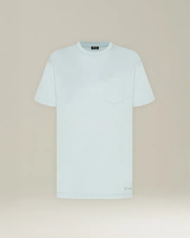 Kiton Polo Seide Baumwolle T-Shirt mit Brusttasche Herren