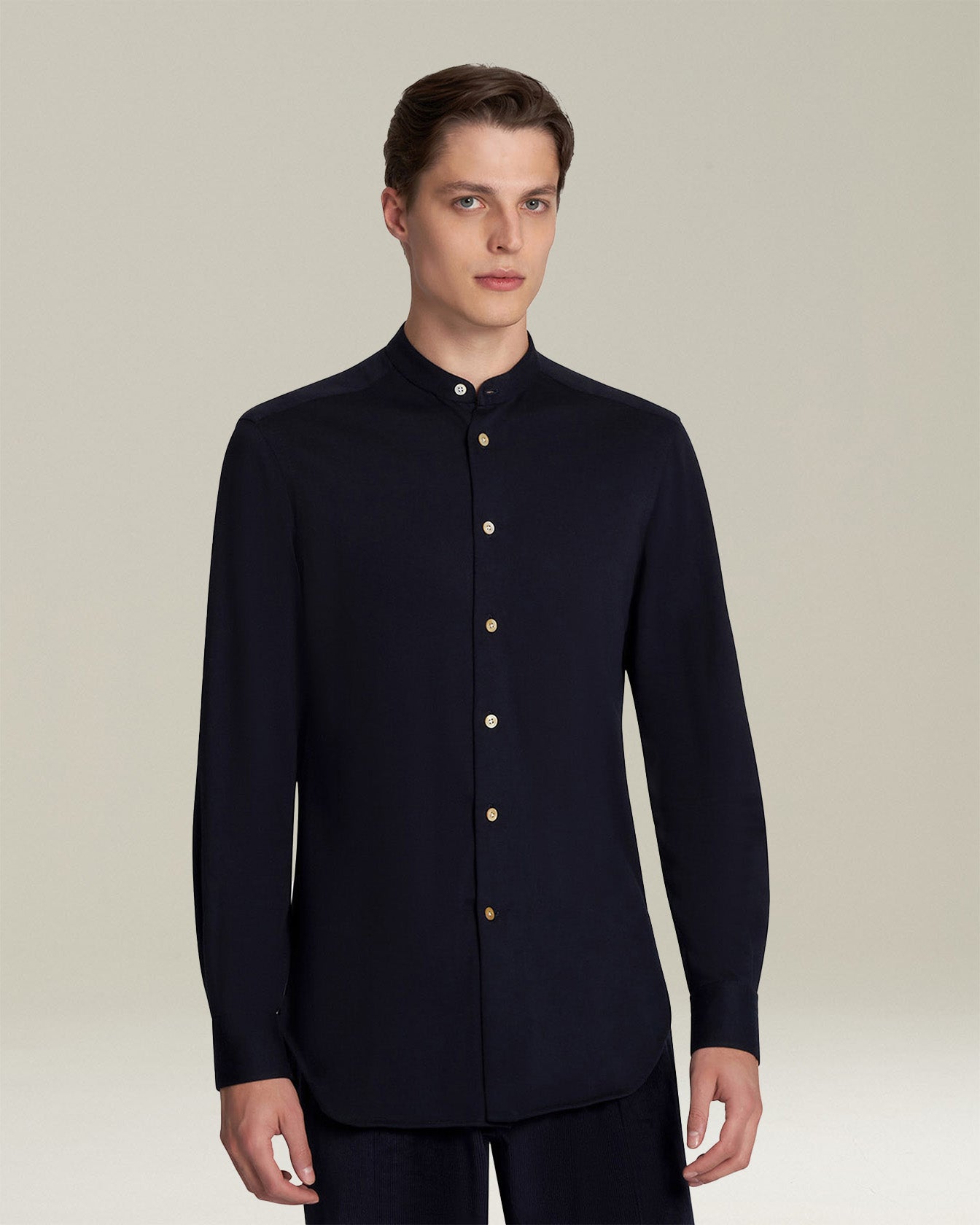 Kiton Shirts Hemd Baumwolle-Kaschmir Dunkelblau Gr. 40