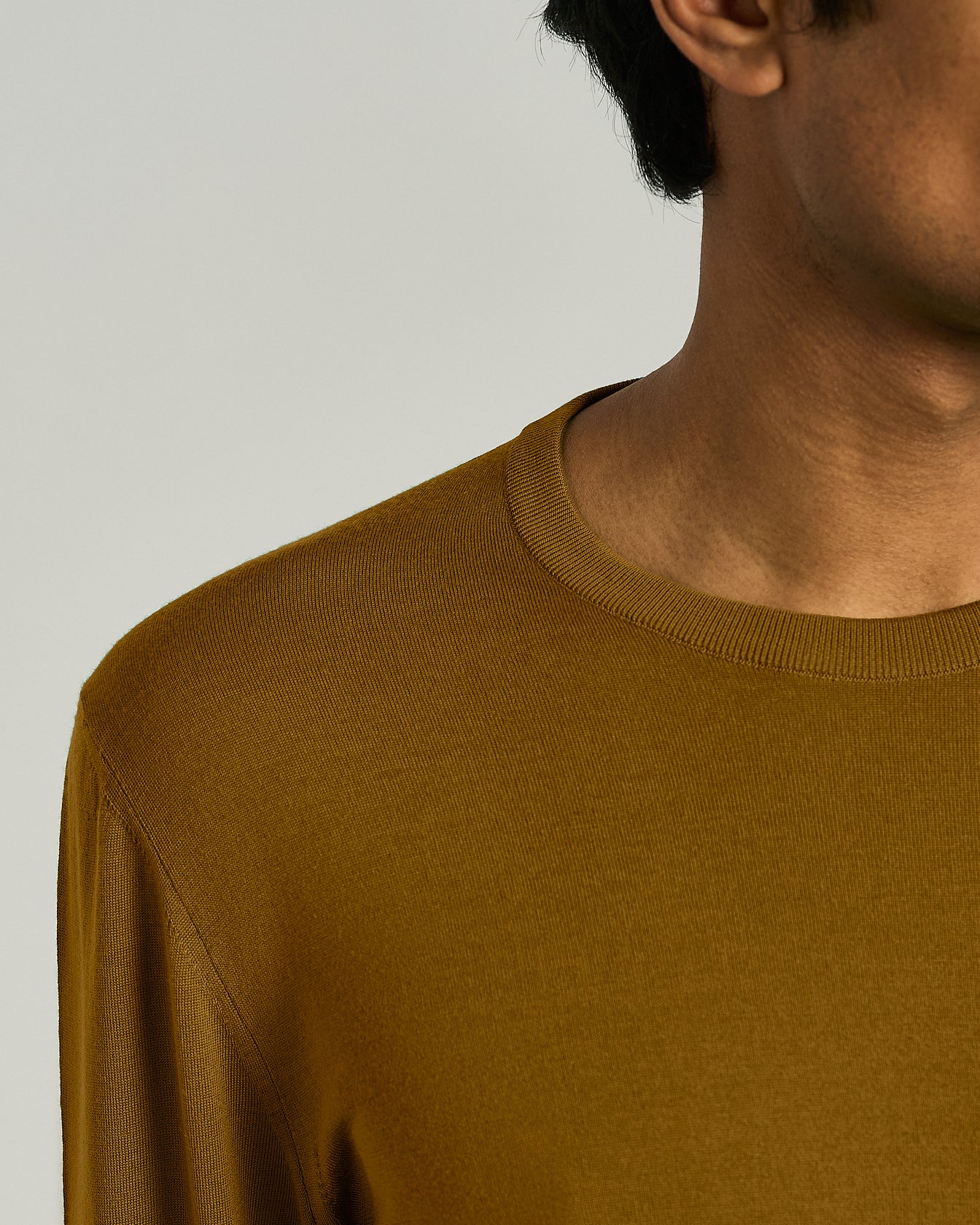 Kiton Knitwear Cognac 14-Micron Wool Sweater Gr. L Wolle
