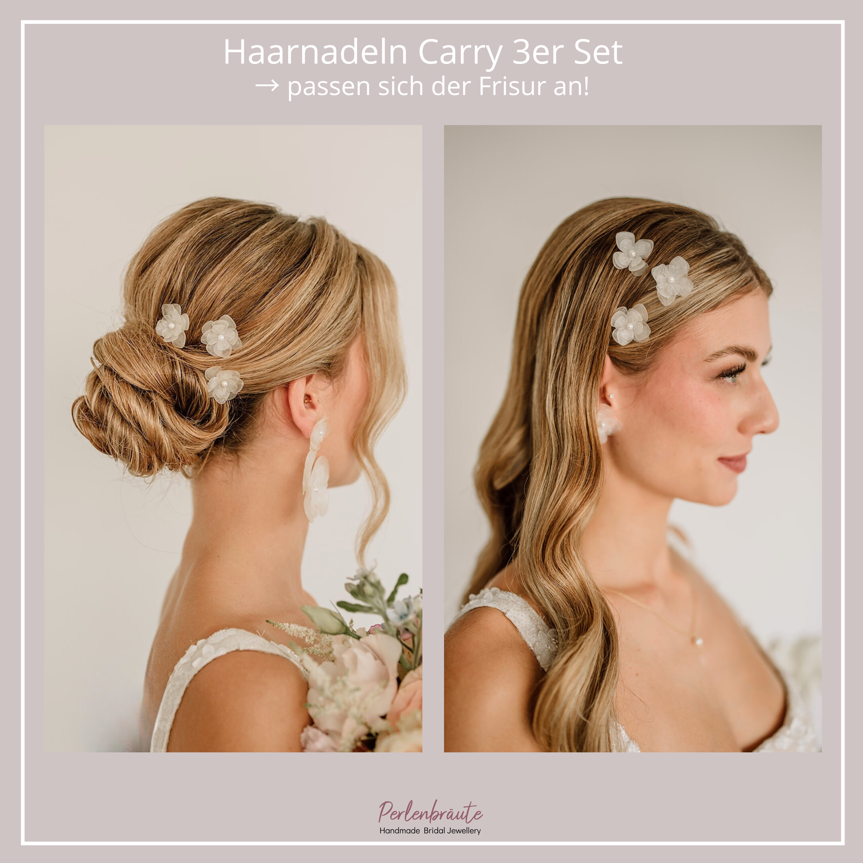 Perlenbräute Carry Haarschmuck Blüten Gold 3er-Set