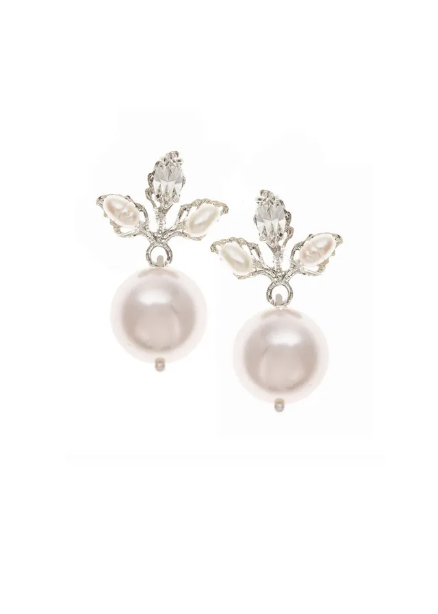 Elizabeth Bower Eve Bauble Brautohrringe Matte Gold Perle