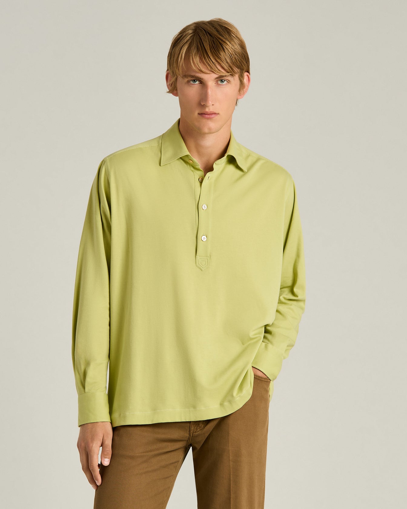 Kiton Cotton Jersey Polo Langarm grün Baumwolle Herren