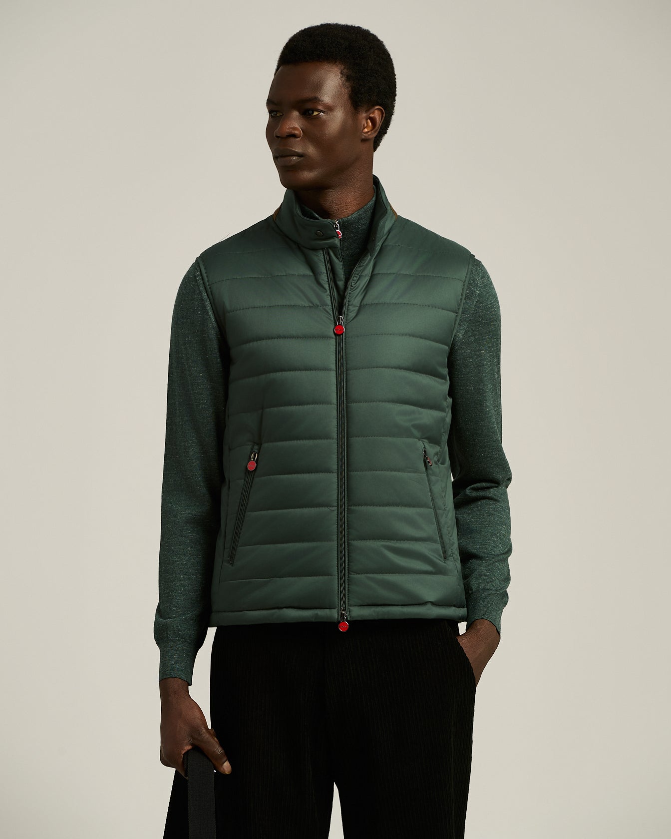 Kiton Gilet Steppweste dunkelgrün Polyester