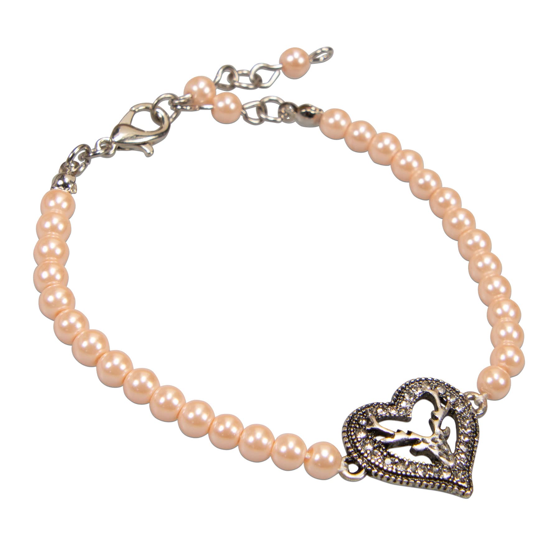 Alpenflüstern DAHEIM DAB075 Perlenarmband Strassherz-Hirsch antik-silber