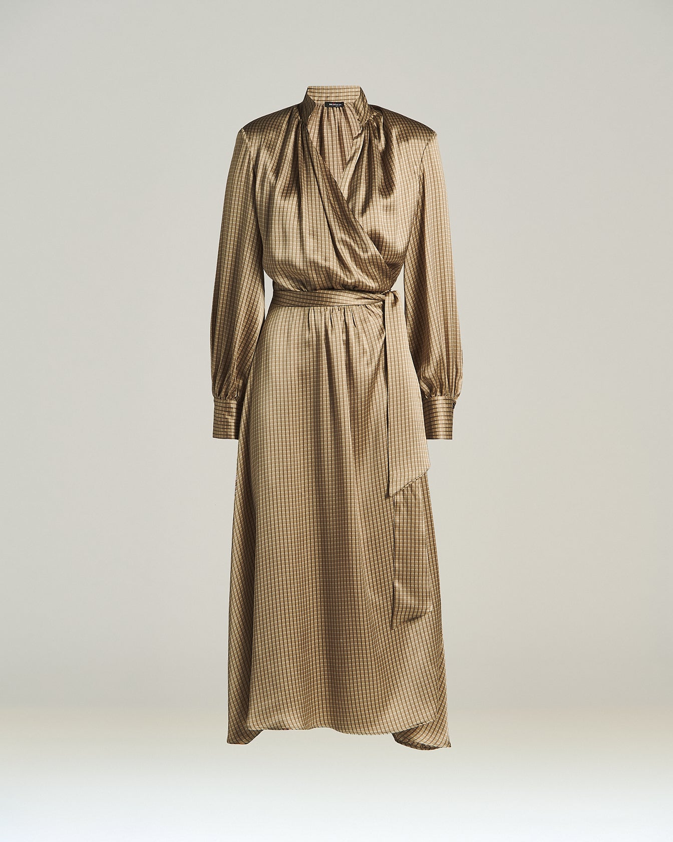 Kiton Seiden Midikleid Beige Wickelkleid mit Gürtel