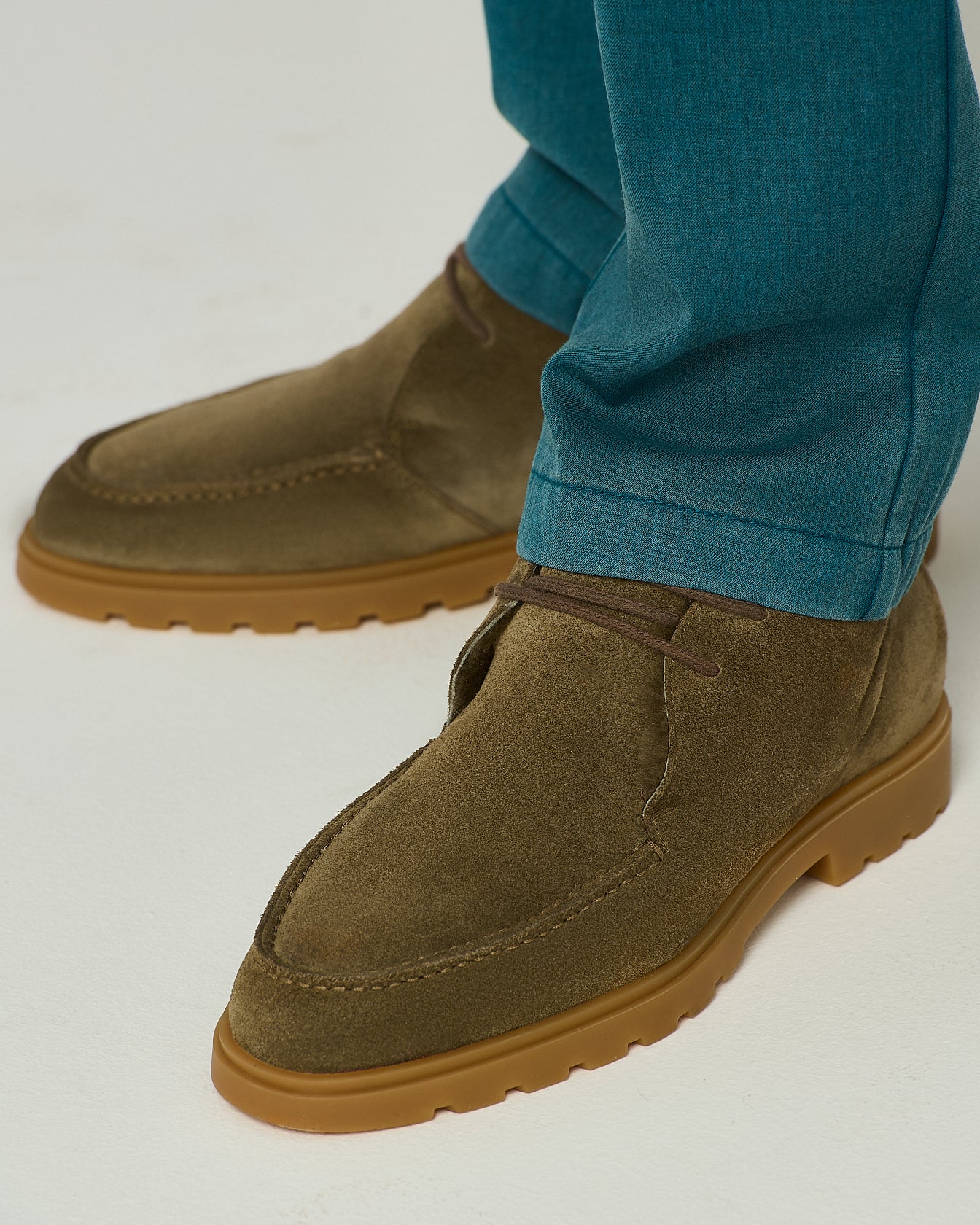 Kiton High-Top Schuhe Taupe Velours Lammfell