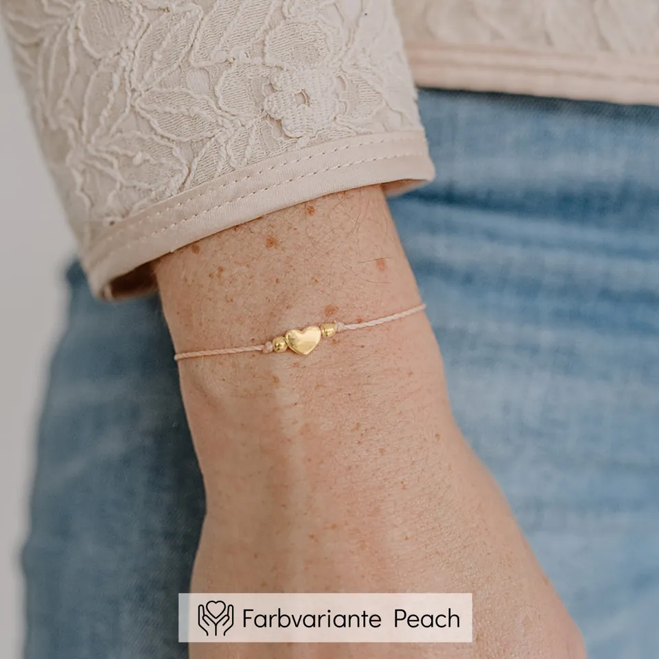 Perlenbräute Armbänder Trauzeugin Makramee Armband Gold Peach Herz