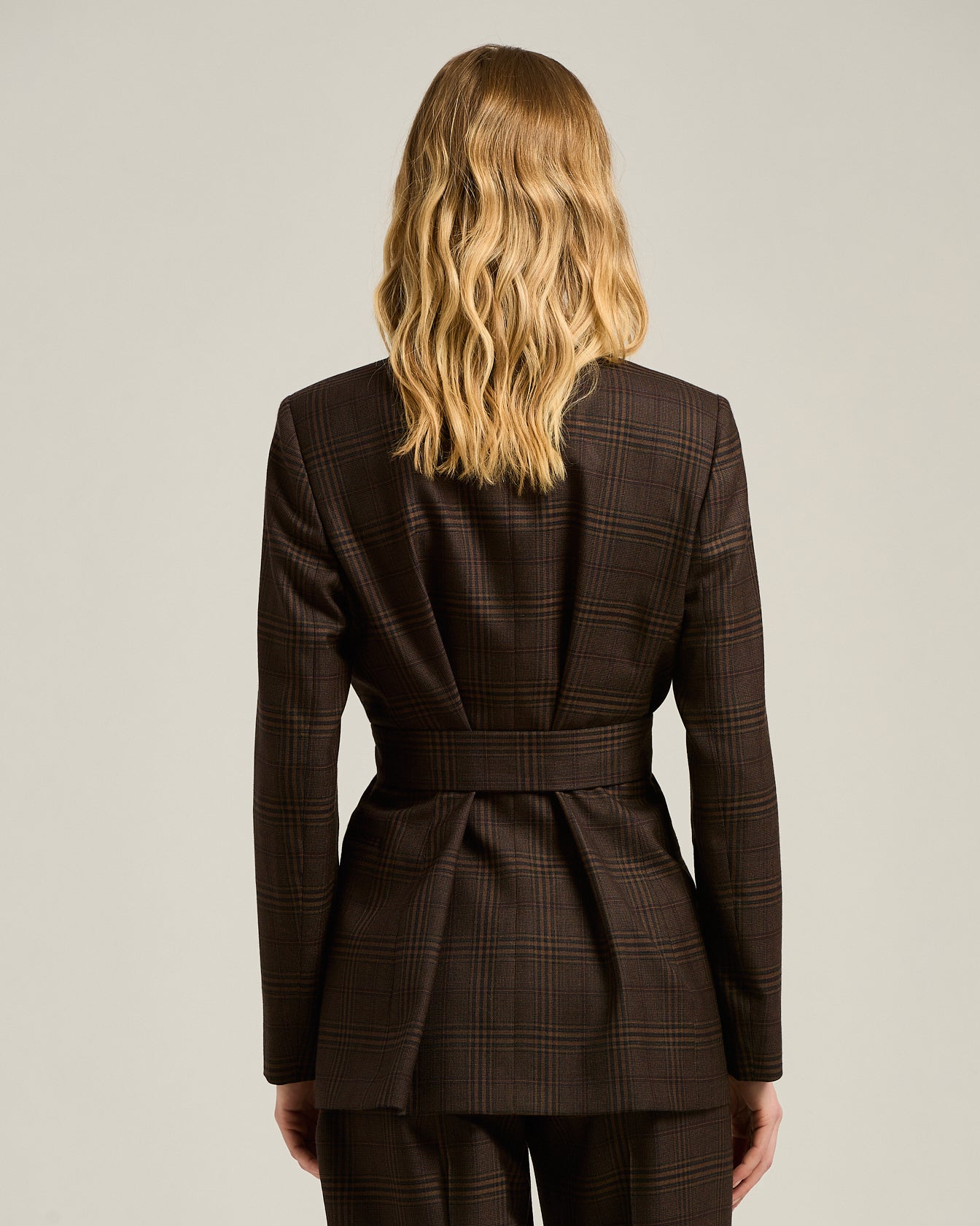 Kiton Glen Plaid Robe Blazer Kaschmir Braun 46