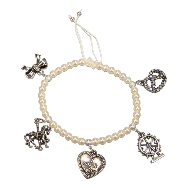 Alpenflüstern Oktoberfest DAB094 Perlenarmband creme-weiß Charm