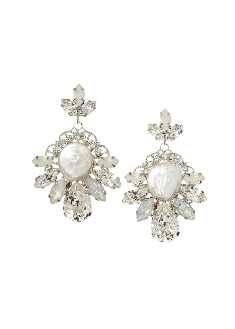 Elizabeth Bower Rose Chandelier Ohrringe Rhodium Perle