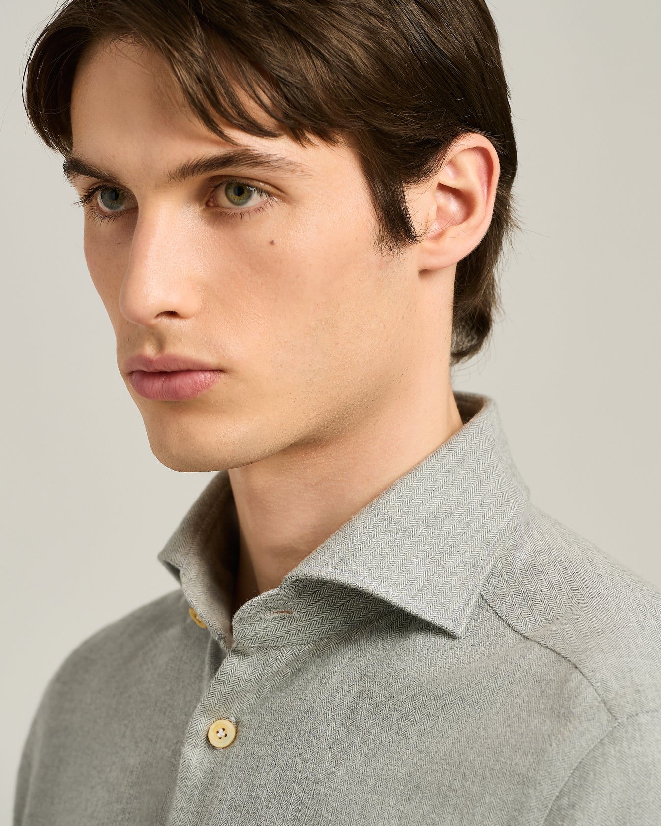 Kiton Shirts Anthracite Flannel Hemd Seide Kaschmir 40