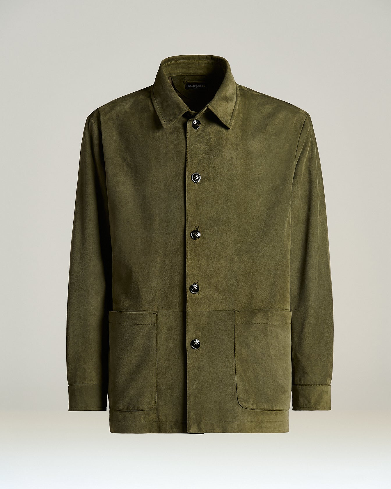 Kiton Outerwear Wildlederjacke grün Veloursleder