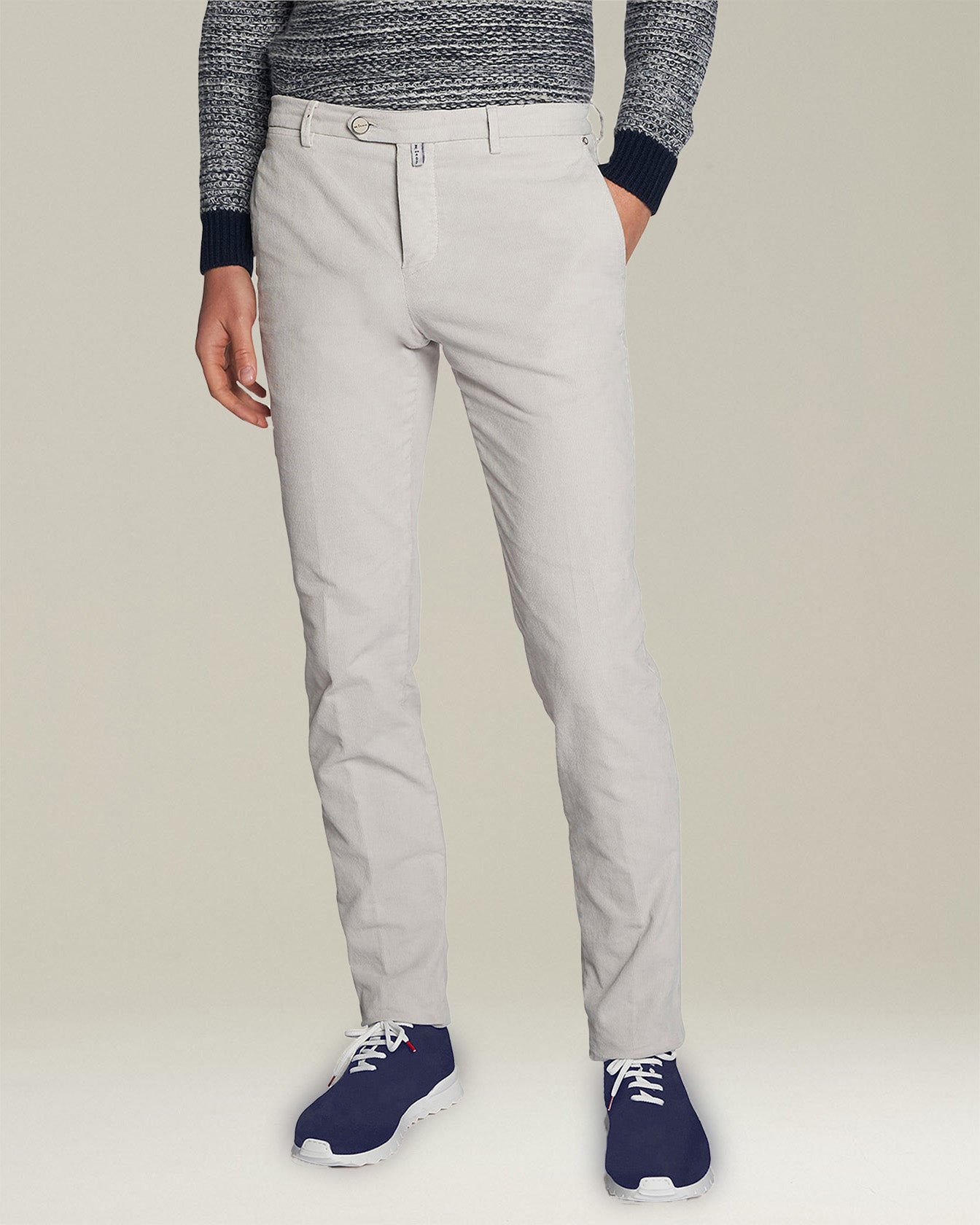 Kiton Hose Baumwolle grau Slim Stretch Gr.30-42