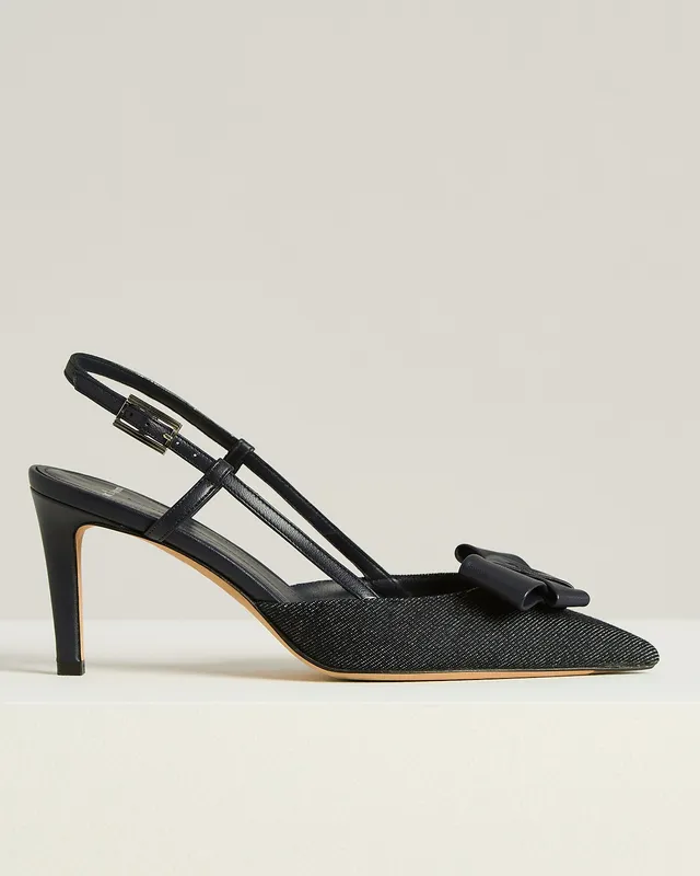 Kiton Court Shoe Slingpumps Blau Baumwolle-Leder Gr.38