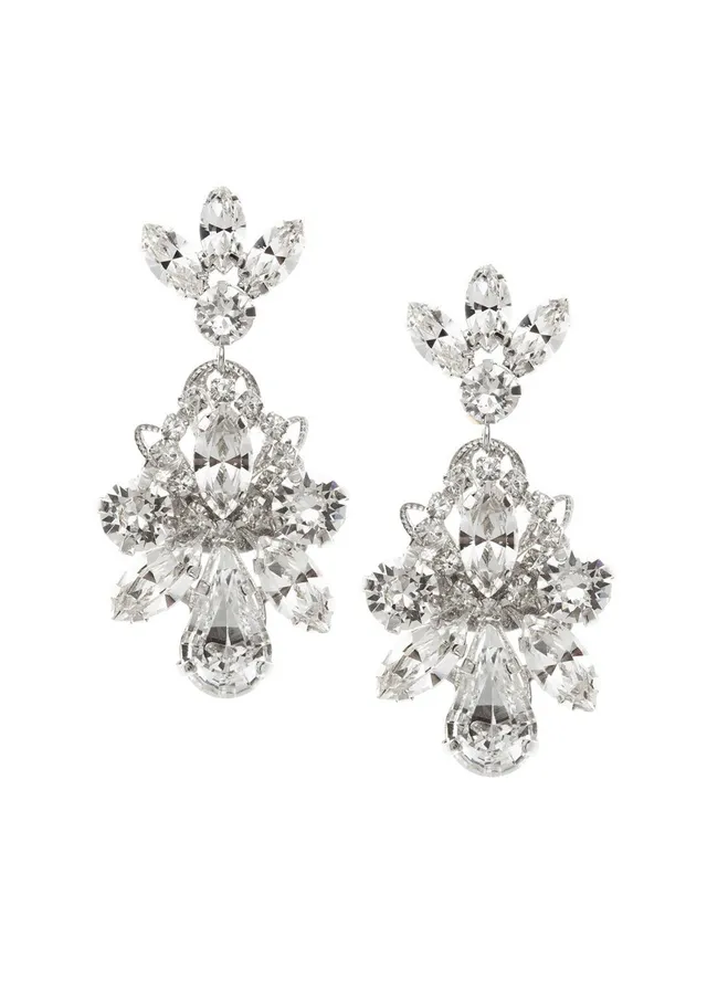 Elizabeth Bower Downton Drop Kristall Ohrringe Mattgold