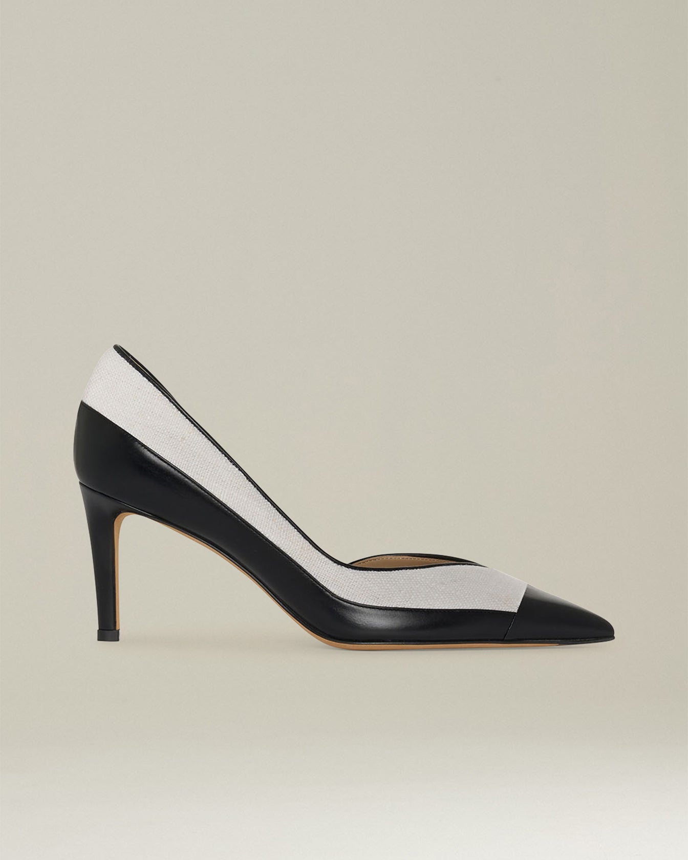 Kiton Shoes Pumps Leder Baumwolle 7 cm Absatz Kontrast