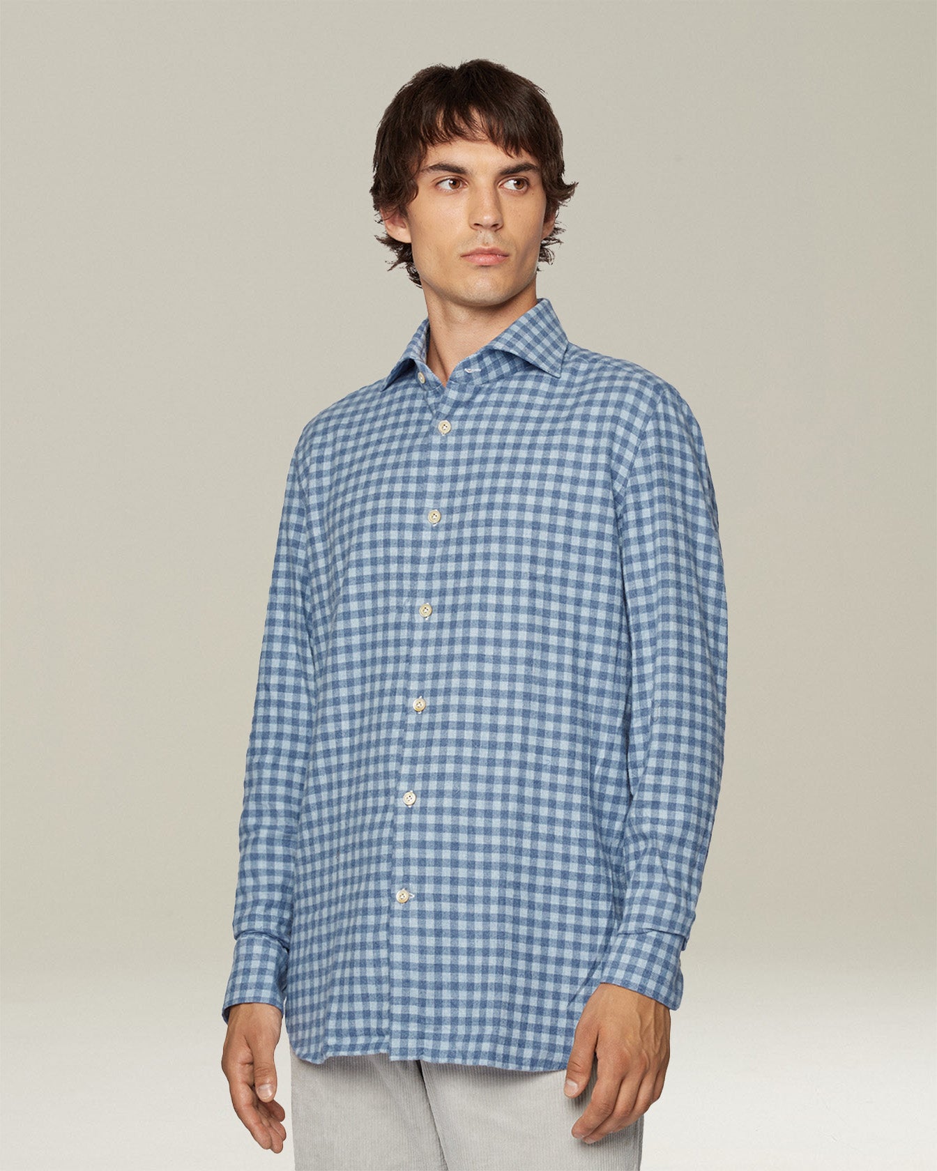 Kiton Checked Flannel Hemd Karo Flanell Baumwolle