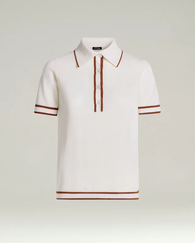 Kiton Polo NEWSS26WAVE2 Poloshirt Weiß Gr. 46 Wolle