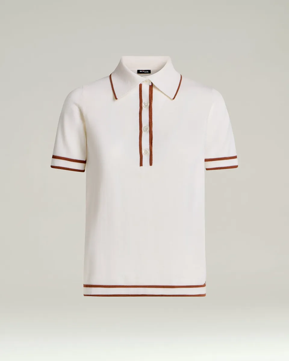 Kiton Polo NEWSS26WAVE2 Poloshirt Weiß Gr. 46 Wolle
