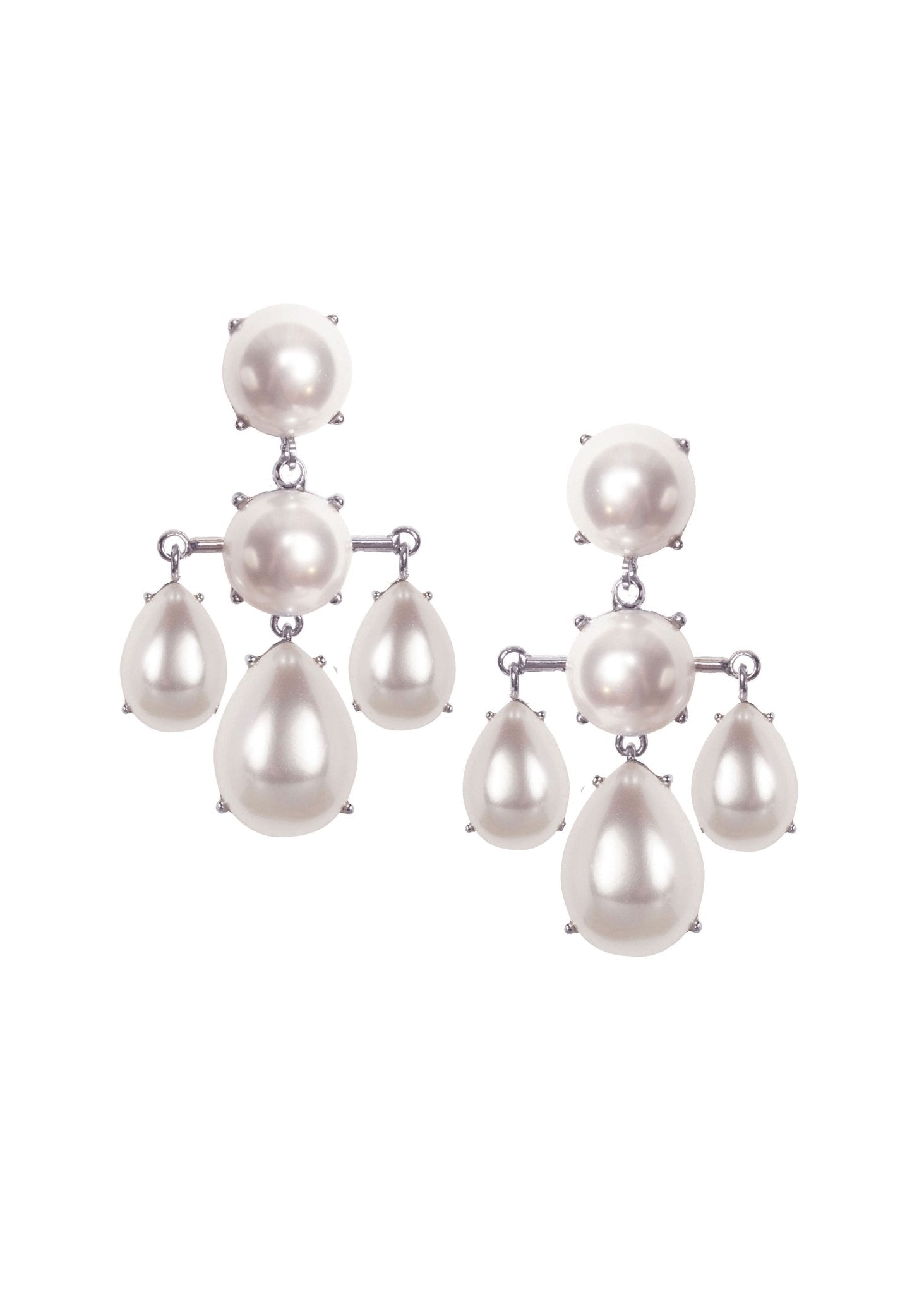 Elizabeth Bower Audrey Pearl Chandelier Ohrringe Rhodium