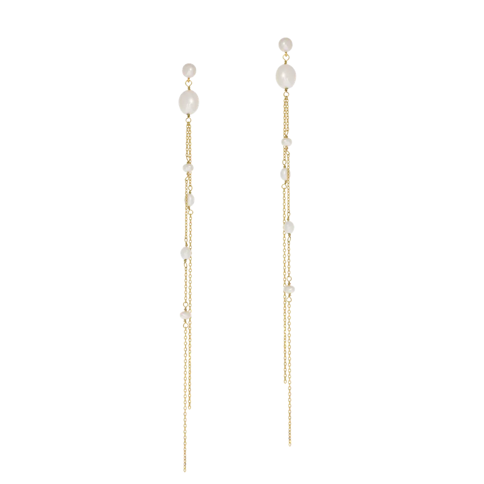Juvelan Gabriella Braut Ohrringe Perlen lang Gold 14cm