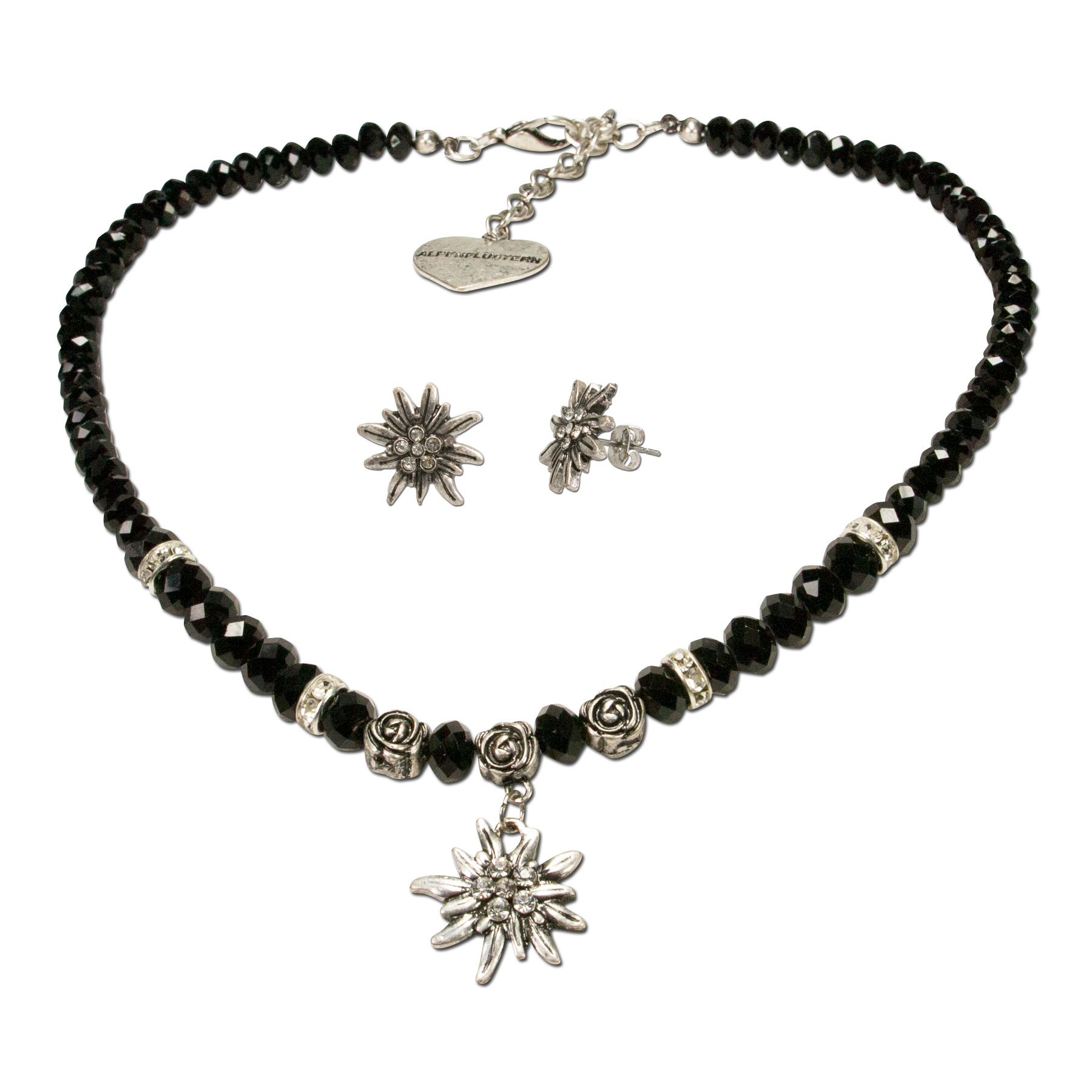 Alpenflüstern DAHEIM SET010 Trachtenset Perlenkette Creme-weiß