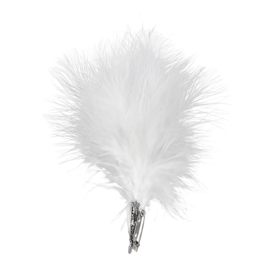 Alpenflüstern DAHEIM API04400010 Hutfeder-Brosche weiß 18 cm