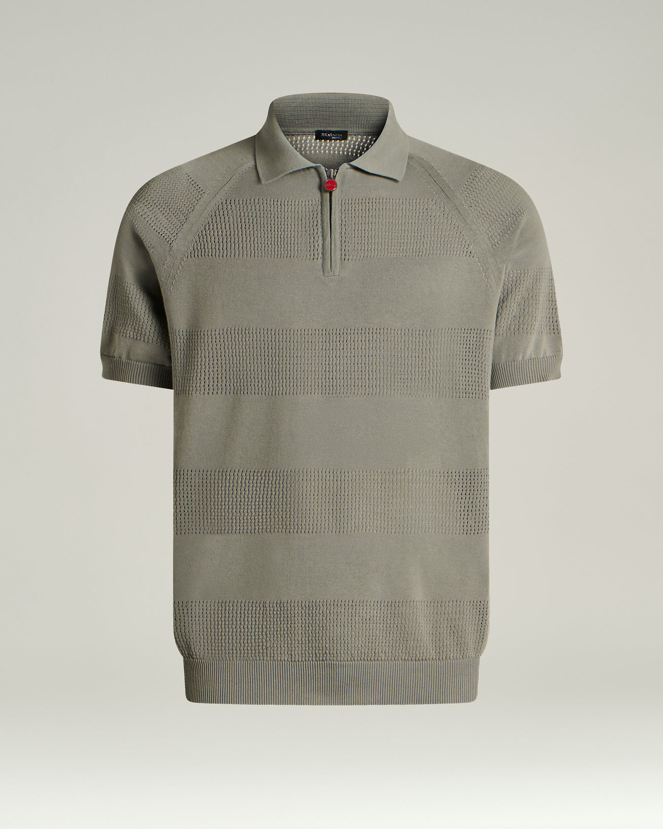 Kiton Zip Baumwoll Polo Kurzarm Herren Weiß