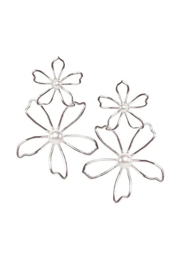 Elizabeth Bower Gilda Dublet Hängeohrringe Silber Blumen
