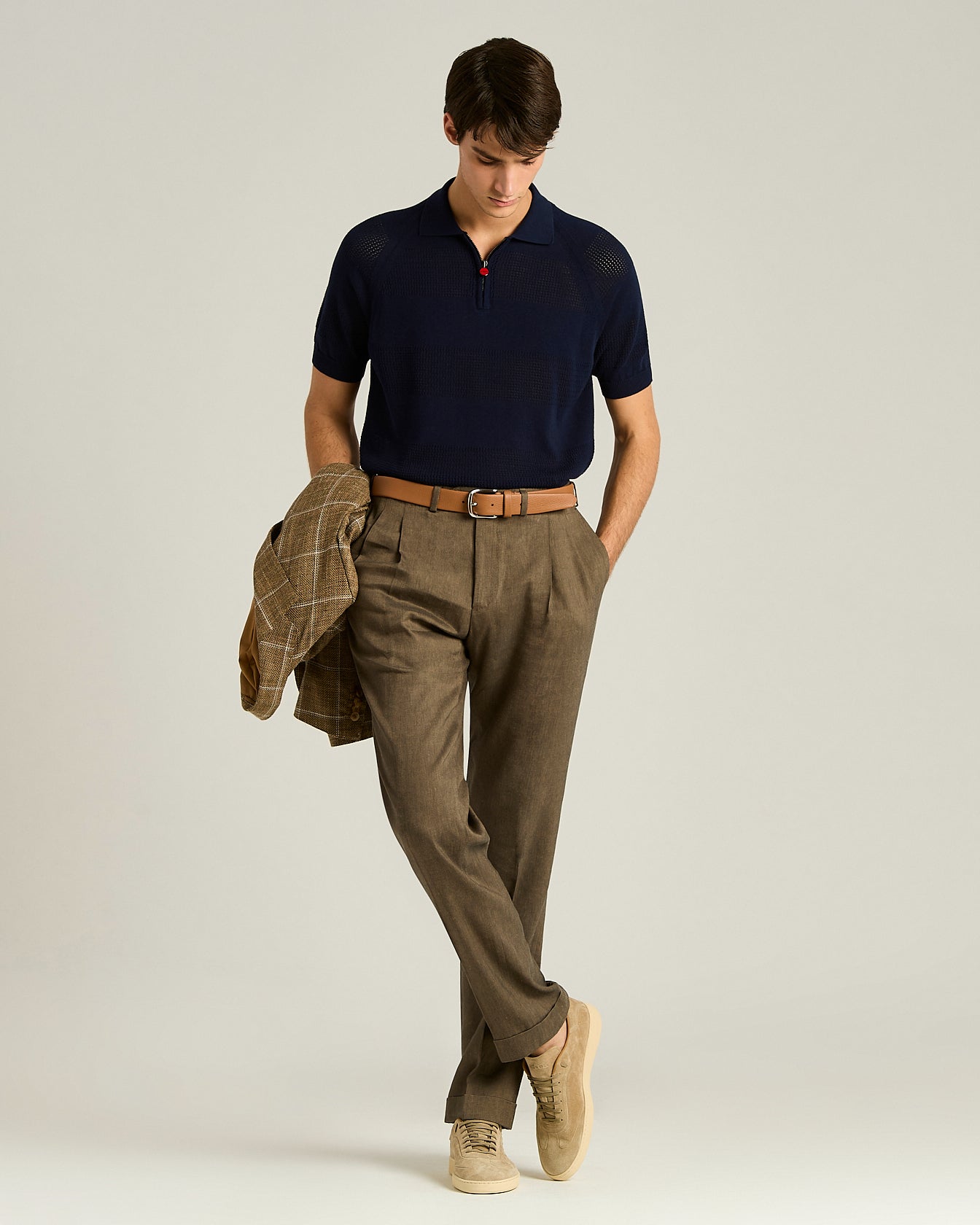 Kiton Polo Poloshirt Kurzarm Zip Baumwolle