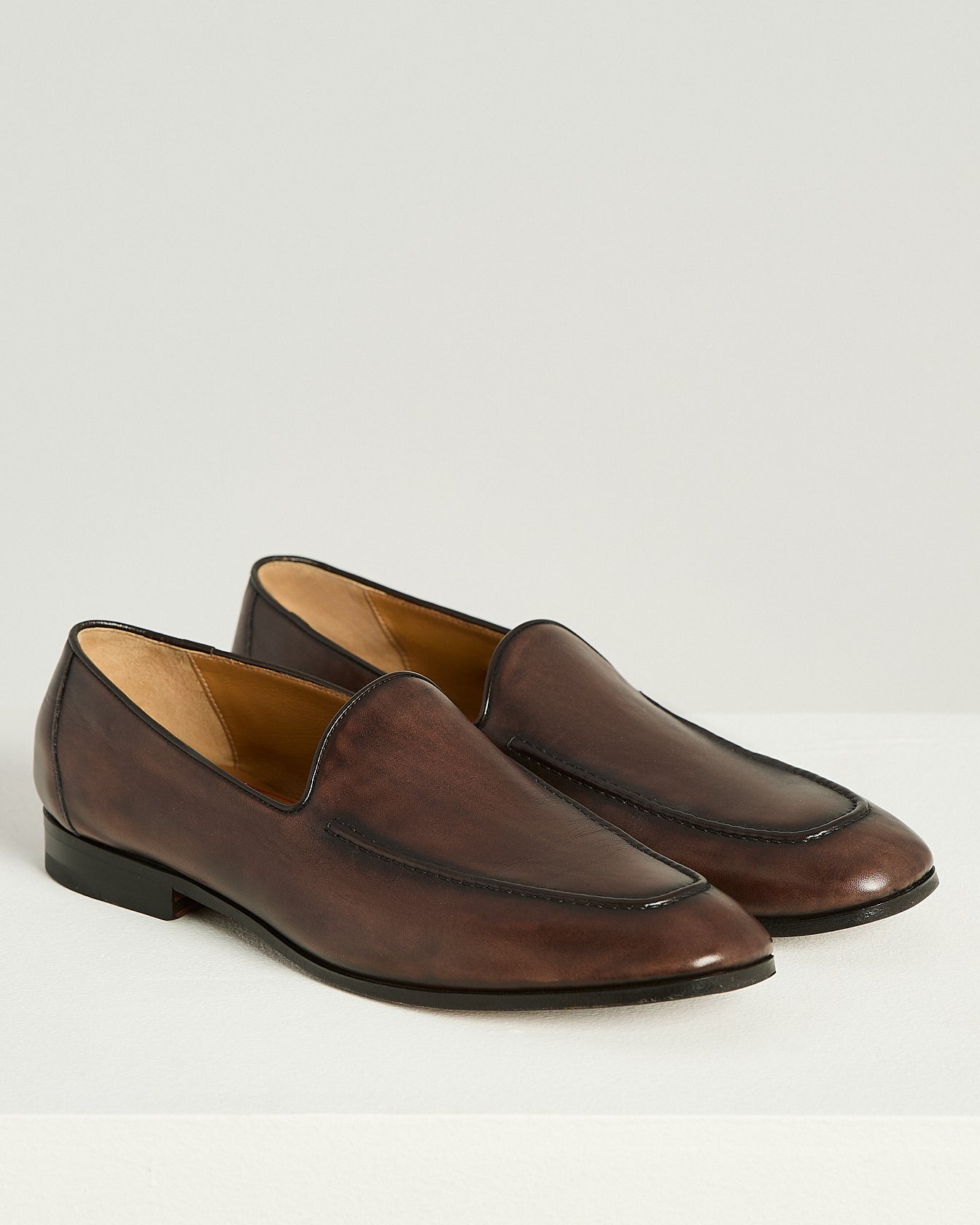 Kiton Shoes Slipper Loafer Kalbsleder Braun Größe 43