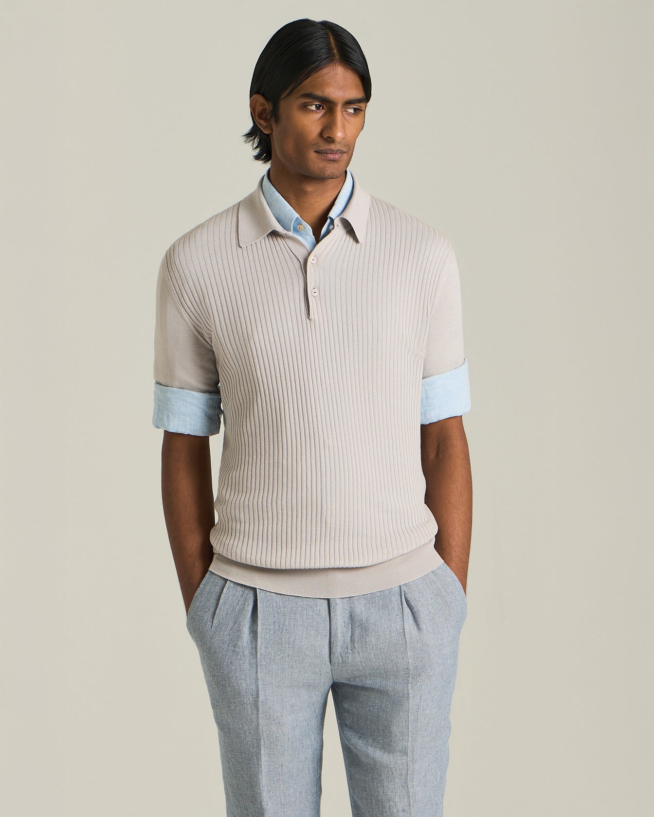 Kiton Cotton Polo Shirt Poloshirt Baumwolle Gr. L Gerippt