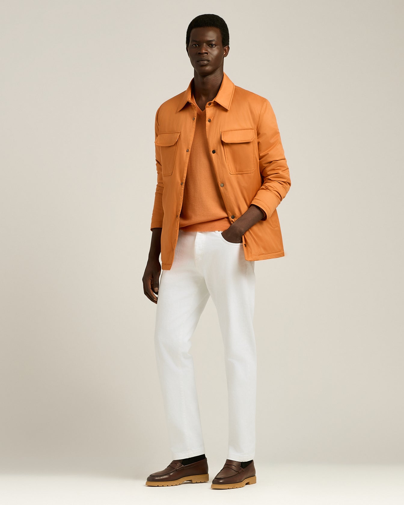 Kiton Technical Overshirt Hemdjacke Hellorange