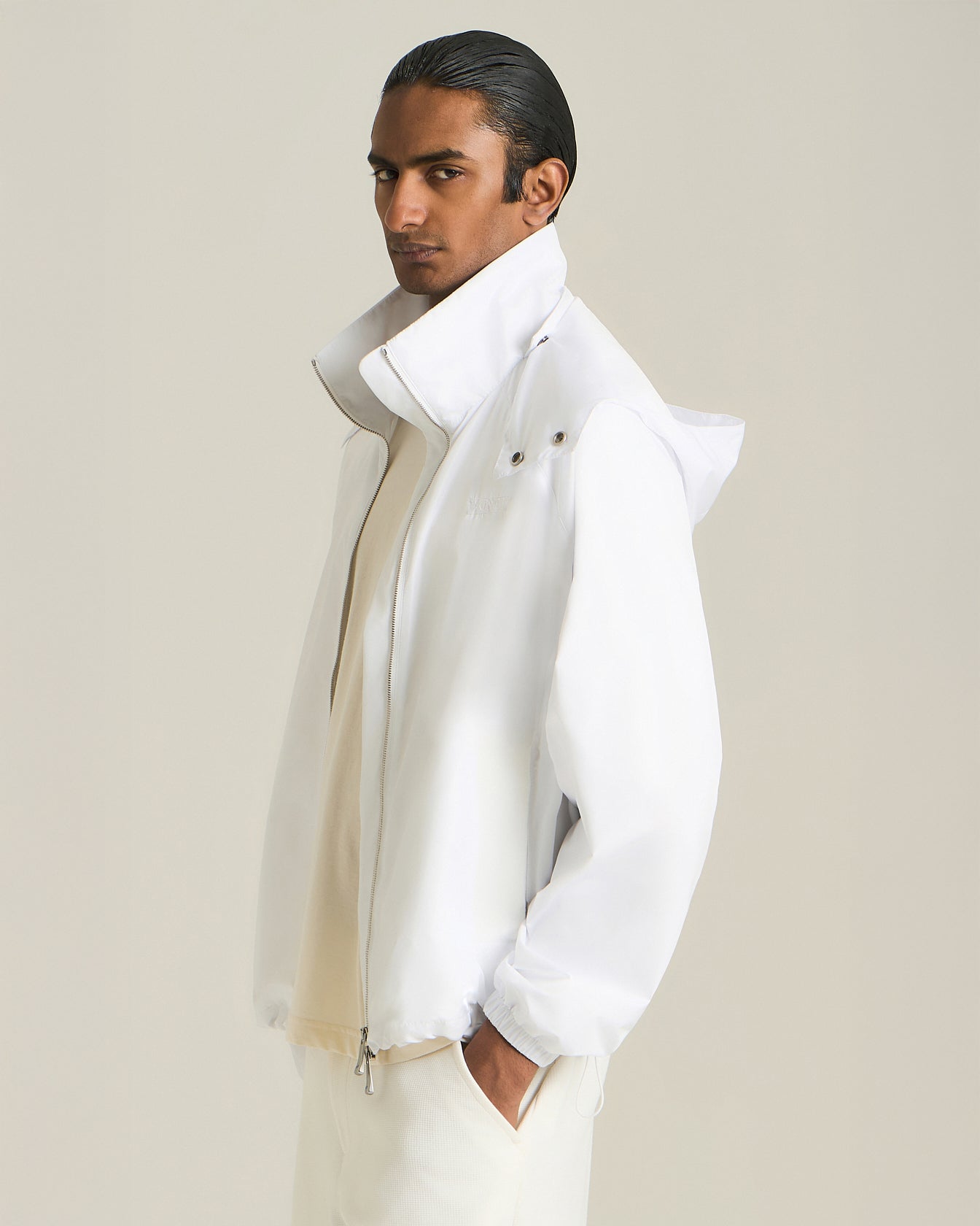 Kiton KNT Hooded Windbreaker Jacke Nylon Kapuze