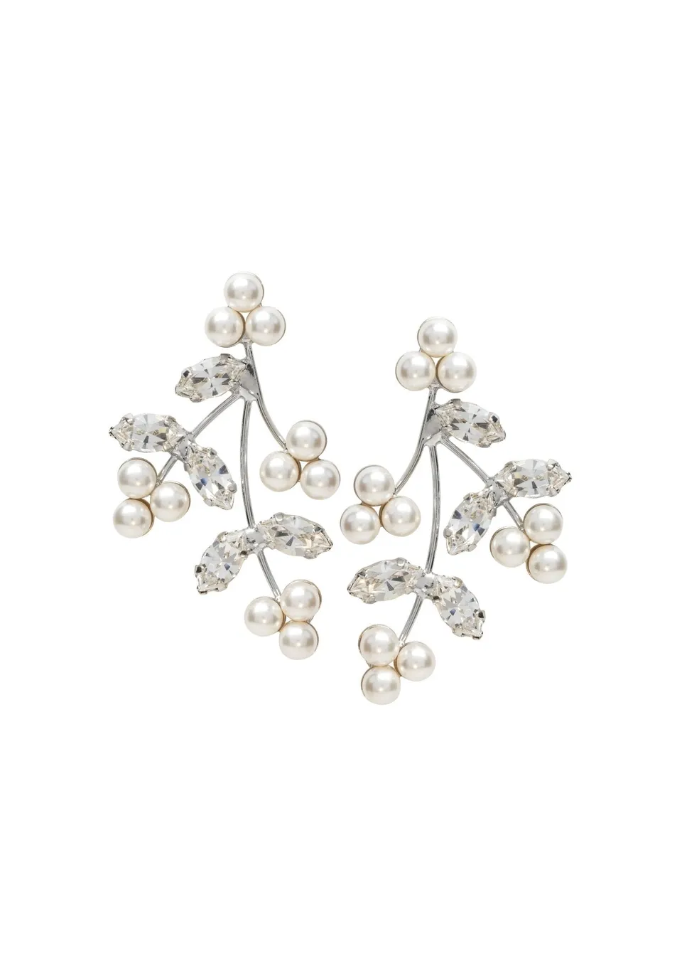 Elizabeth Bower Pearl Triplet Cluster Stecker Braut Ohrringe Rhodium