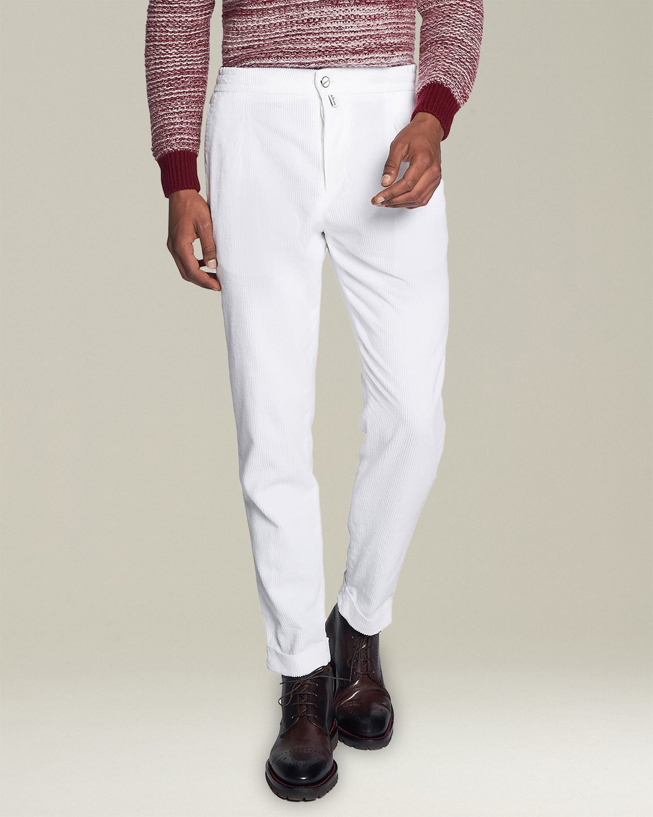 Kiton Cordhose Baumwolle weiß Kordelzug Gr. 50