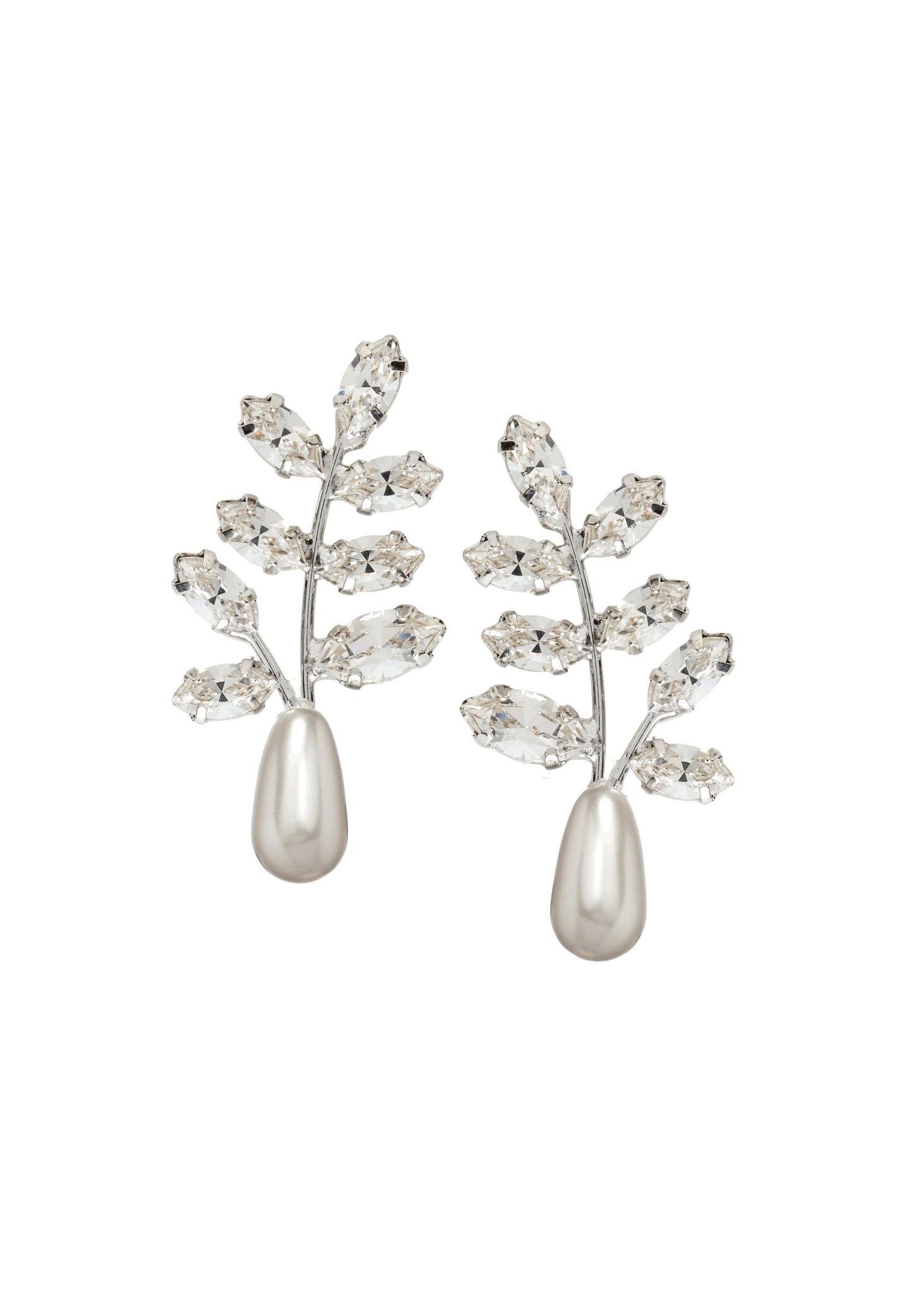 Elizabeth Bower Eden Mini Duet Brautohrringe Rhodium Perle
