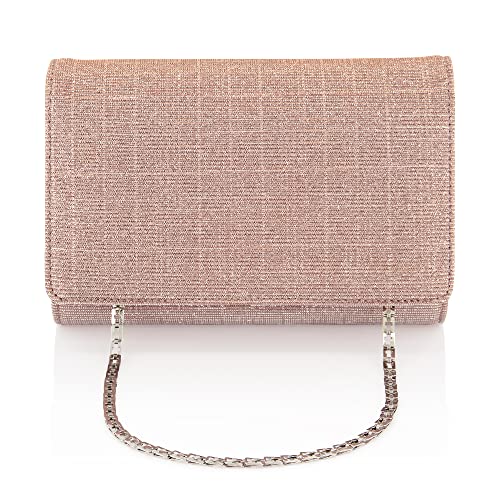 Rainbow Club Dafina Braut Clutch Rose Metallic mit Kette